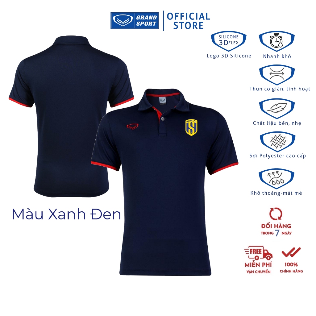 Áo polo sinh hoạt CLB Sông Lam Nghệ An 2024 Grand Sport logo 3D Silicone nhanh khô chống nhăn thun cao cấp thoáng mát