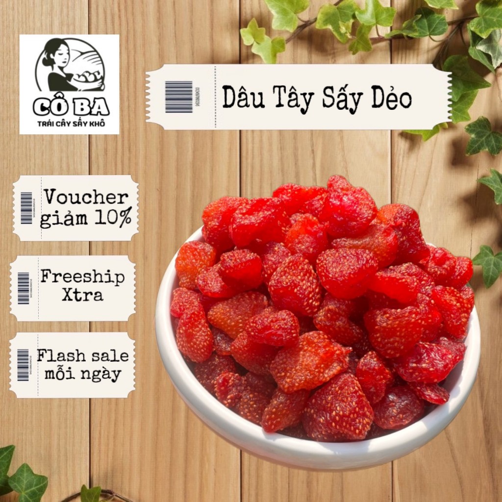 Dâu Tây Sấy Dẻo Nguyên Vị 500g Ăn Vặt Vui Miệng Với Vị Chua Ngọt Thơm Ngon SHOP COBAVA