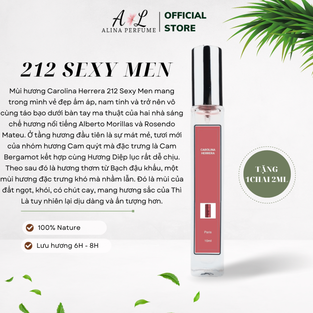 Nước Hoa Chiết Nam Alina Perfume 212 SEXY MEN Chính Hãng 10ml Sexy, Cuốn hút , Nam tính