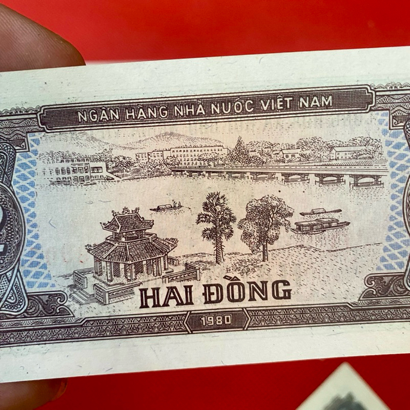 Tờ xưa 2 đ Cầu Tràng Tiên năm 1980