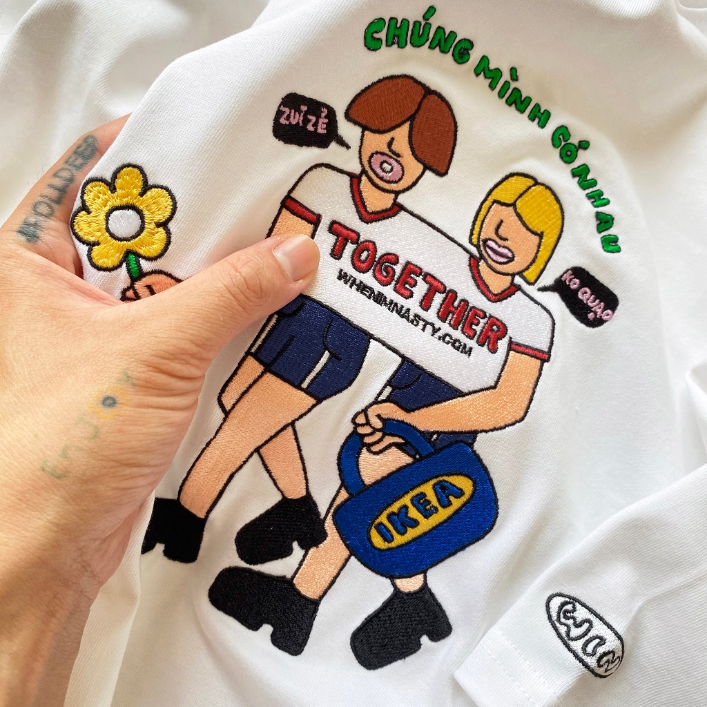 Áo thun tay ngắn nam nữ đơn giản vải cotton thoáng mát thêu Chúng Mình Có Nhau thiết kế WHENIMNASTY