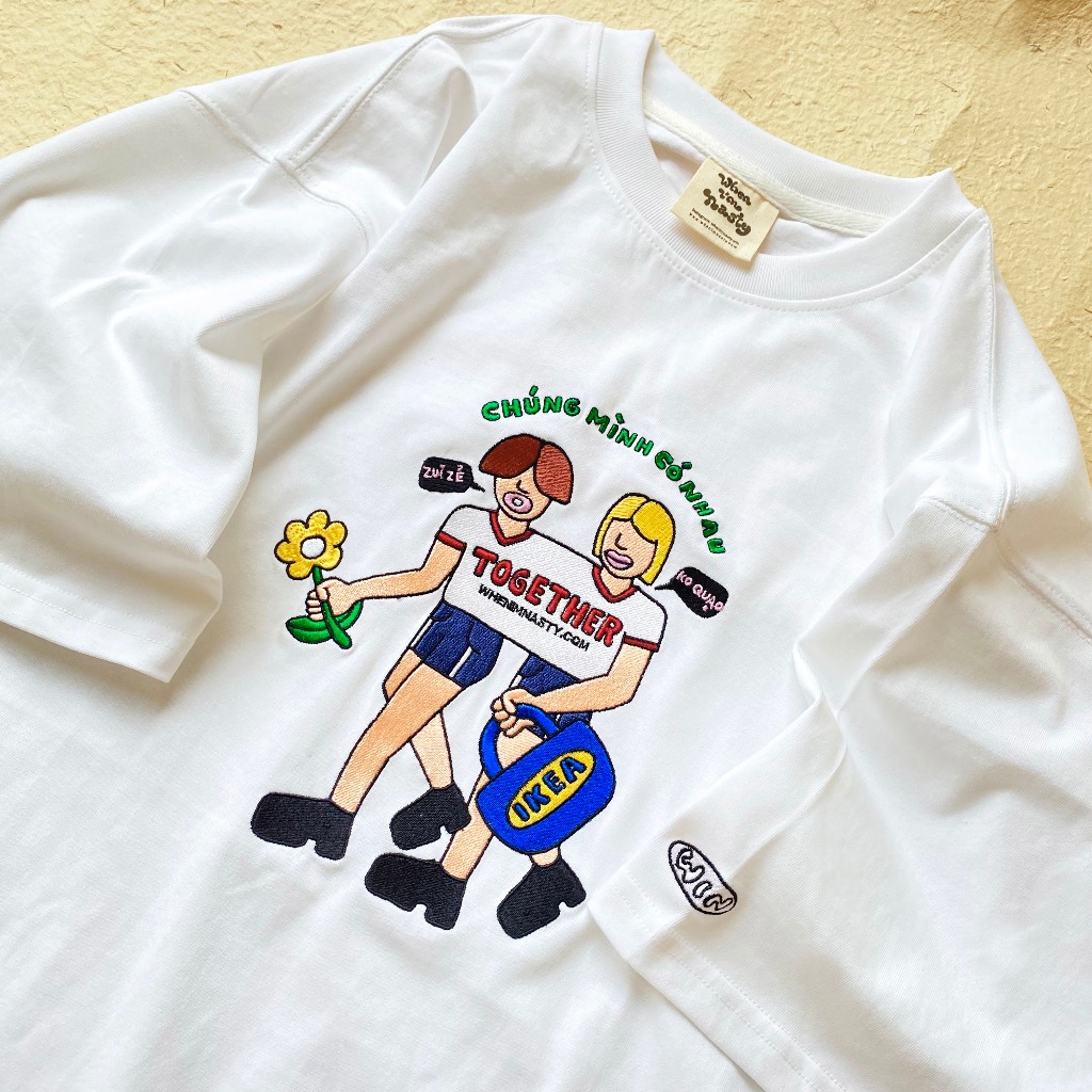 Áo thun tay ngắn nam nữ đơn giản vải cotton thoáng mát thêu Chúng Mình Có Nhau thiết kế WHENIMNASTY