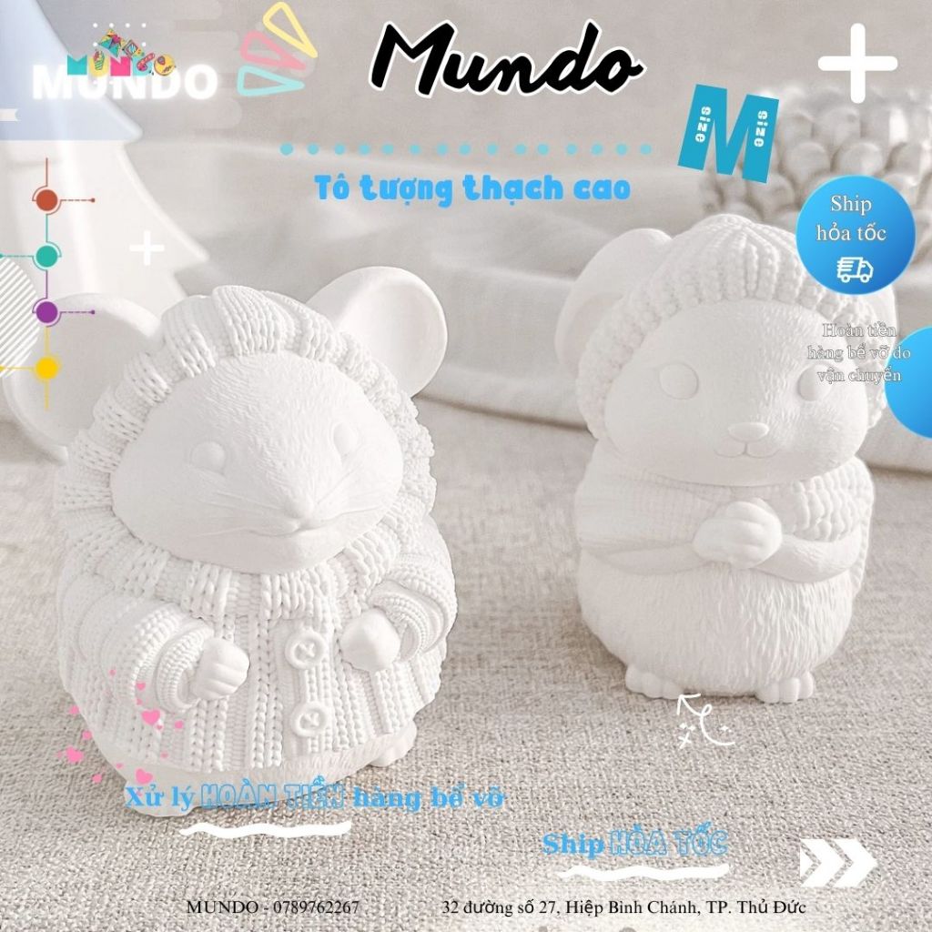 Tô Tượng Thạch Cao 12 Con Giáp Mùa Đông Size M, Tượng Thạch Cao MUNDO