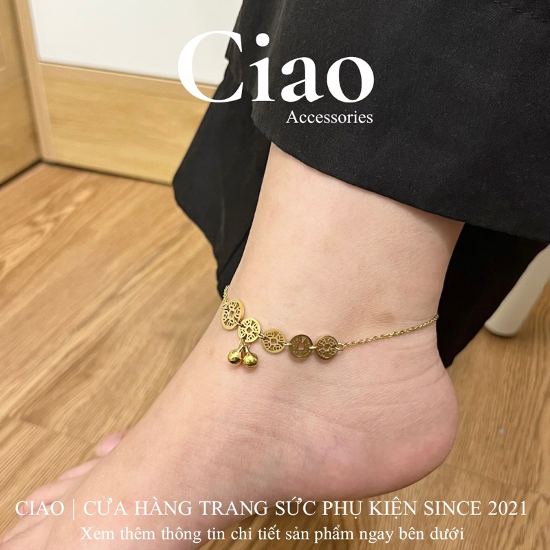 Vòng chân/ Lắc chân titan không gỉ thiết kế đồng xu tinh tế Lucky Money Ciao