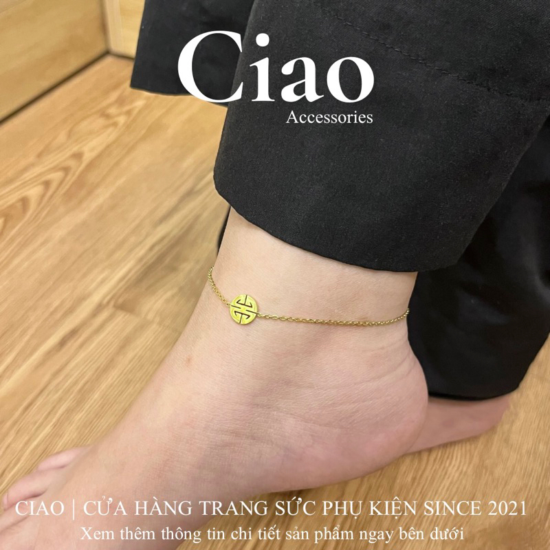 Vòng chân/ Lắc chân titan không gỉ thiết kế charm đón giản mã 34 Ciao accessories