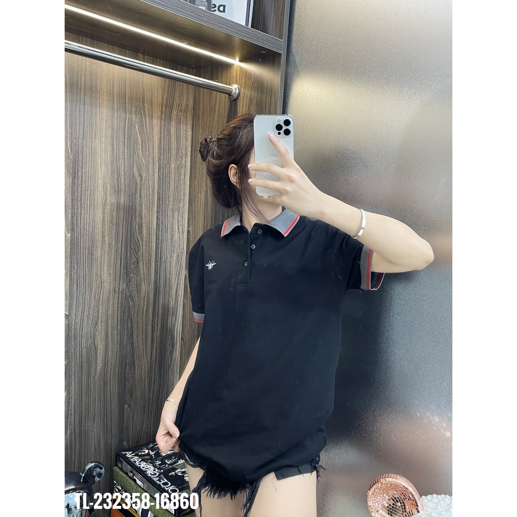 🔥Hot🔥Áo polo Dior phối cổ thêu ong thiết kế hot trend Nam nữ New 2023
