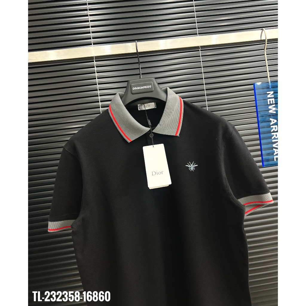 🔥Hot🔥Áo polo Dior phối cổ thêu ong thiết kế hot trend Nam nữ New 2023