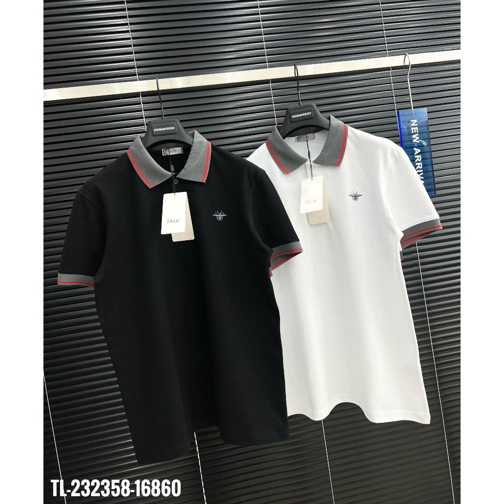 🔥Hot🔥Áo polo Dior phối cổ thêu ong thiết kế hot trend Nam nữ New 2023