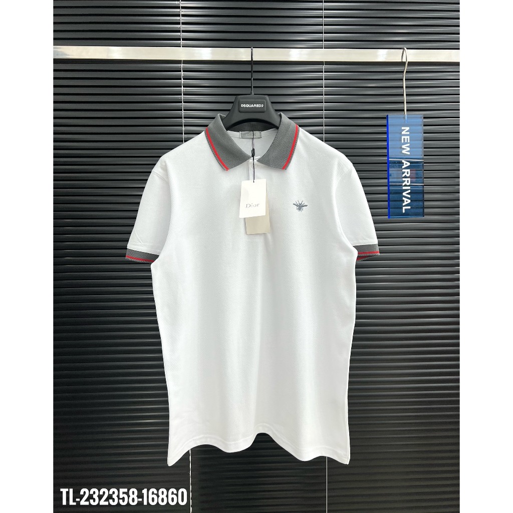 🔥Hot🔥Áo polo Dior phối cổ thêu ong thiết kế hot trend Nam nữ New 2023