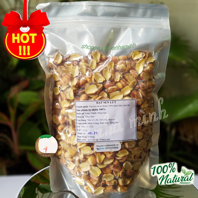 HẠT SEN LỨT KHÔ HỮU CƠ TỰ NHIÊN 500g canh tác theo mùa vụ không chất bảo quản