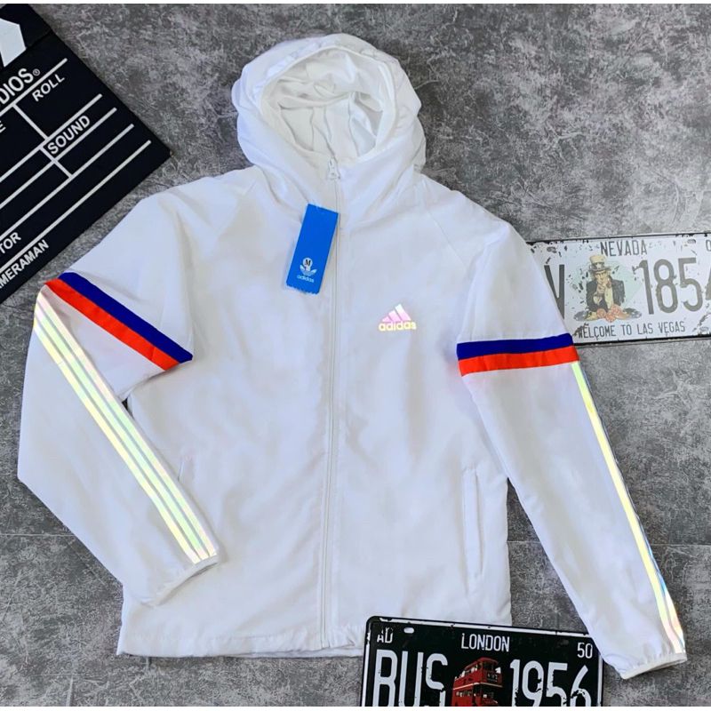 Áo Khoác Dù Nam Nữ Unisex 2 Lớp Có Mũ Chống Nắng, Chống Nước Màu Trắng Tay Thể Thao Áo Khoác Gió Nam Nữ