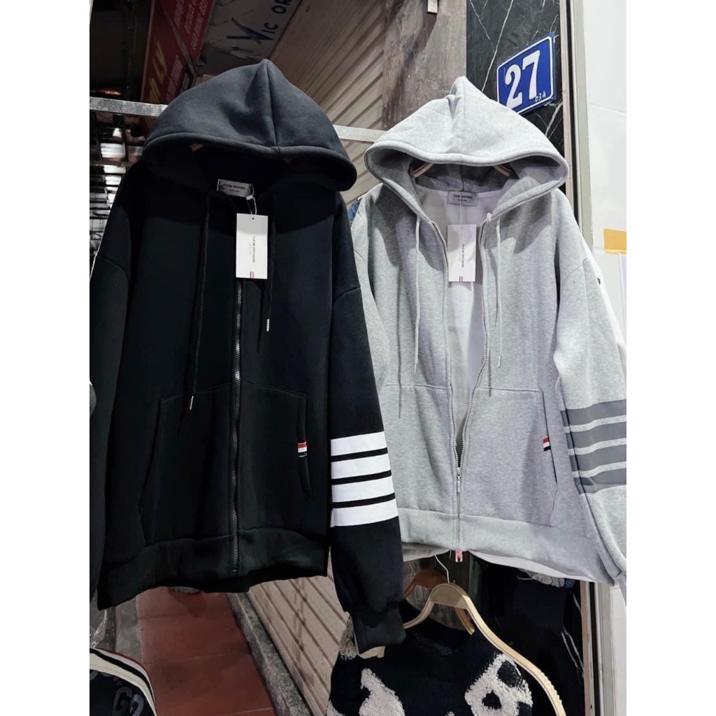 Áo khoác nỉ thome siêu hot hit, áo khoác hoodie zip thome siêu dầy dặn hottrend 2023 T60