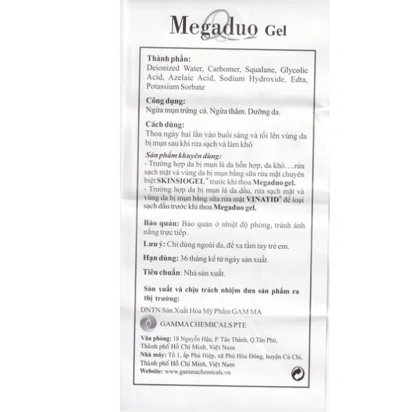 Gel Giảm mụn, giảm thâm, dưỡng da Megaduo Plus 15g - Megaduo Azelaic acid & Glycolic acid  Gel