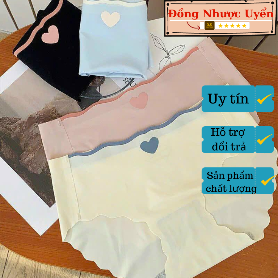 Quần Lót Nữ Đúc Su Thun Lạnh Viền Sóng gợi cảm không đường viền họa tiết trái tim