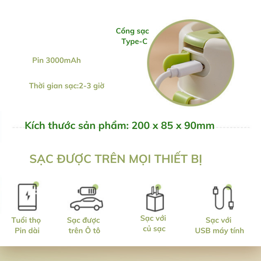 Máy Xay Sinh Tố Cầm Tay Mini 10 Lưỡi  400ml Juicer Máy Say Sinh Tố Chính Hãng GUESMI, Bản Nâng tặng ống hút silicon