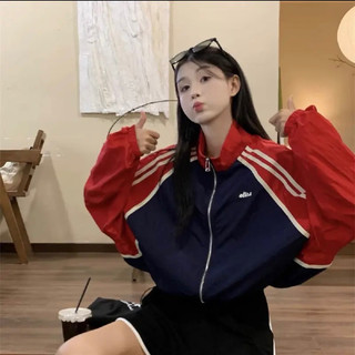 Áo Khoác Dù Croptop xanh đen phối đỏ _22nastore