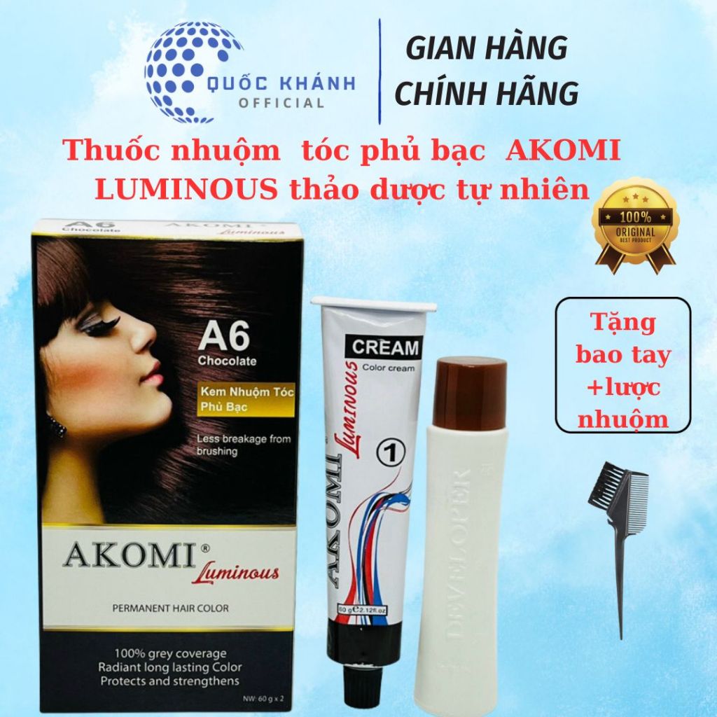 Thuốc Nhuộm Tóc Phủ Bạc  AKOMI LUMINOUS Thảo Dược Tự Nhiên