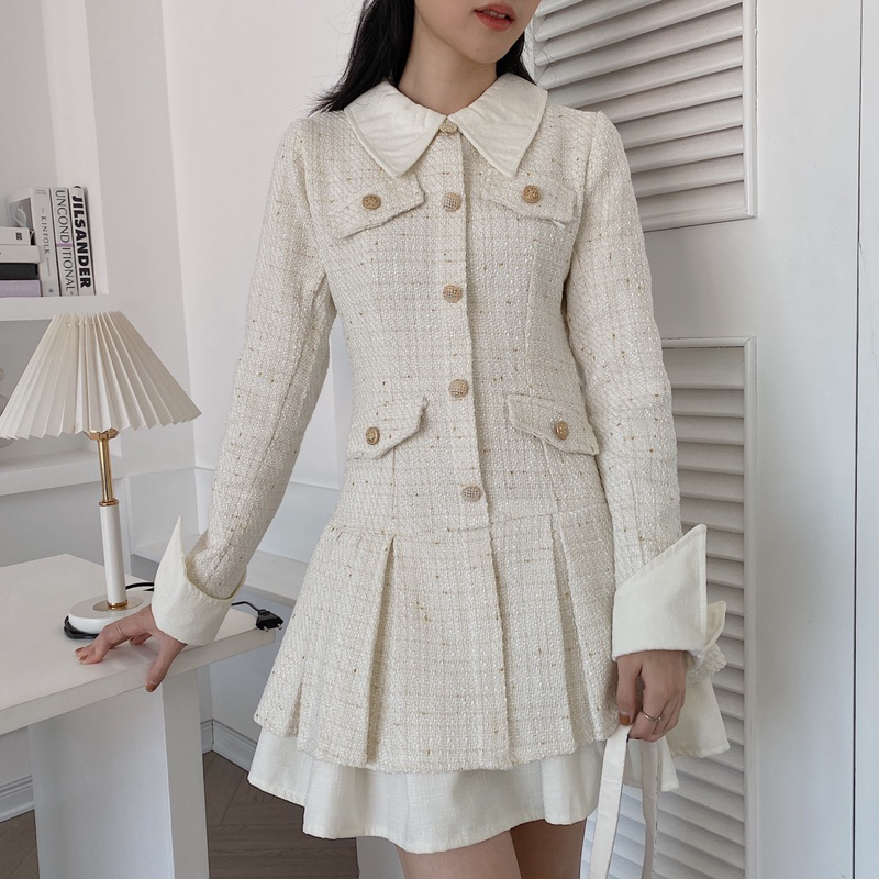 Váy dạ cổ sơ mi dáng xoè tầng 239