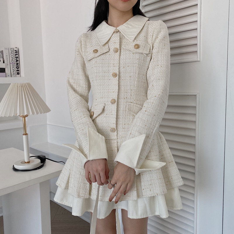 Váy dạ cổ sơ mi dáng xoè tầng 239