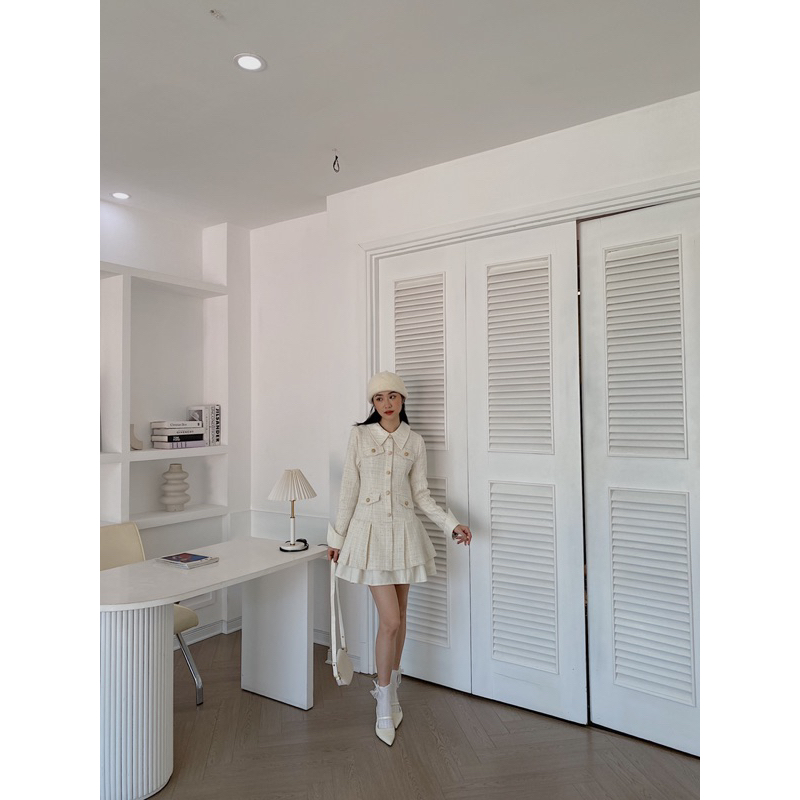 Váy dạ cổ sơ mi dáng xoè tầng 239