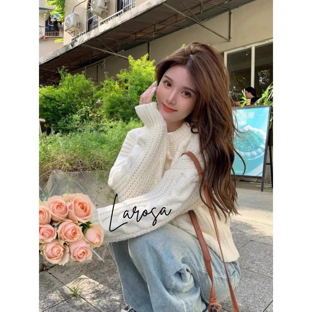 Áo khoác cardigan , áo khoác len cardigan màu trắng màu nâu cổ tròn cúc bọc vải len thừng QCCC loại 1 không xù Larosa