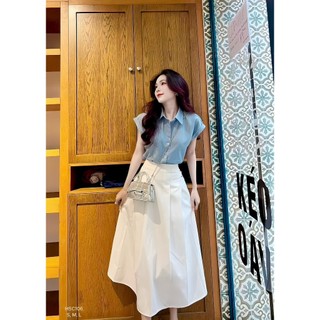 Sét Áo Sơ Mi Lụa + Chân Váy Cotton Lạnh (có Lót)