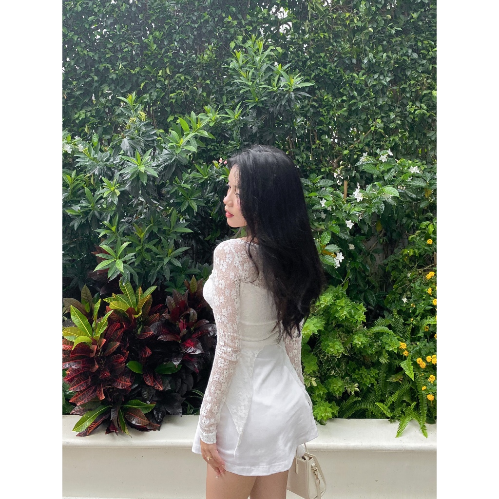 Đầm body quyến rũ Viibodysuit , Váy tay dài cổ chữ V phối ren quyến rũ thời trang cho nữ | ELY Dress | Secodee