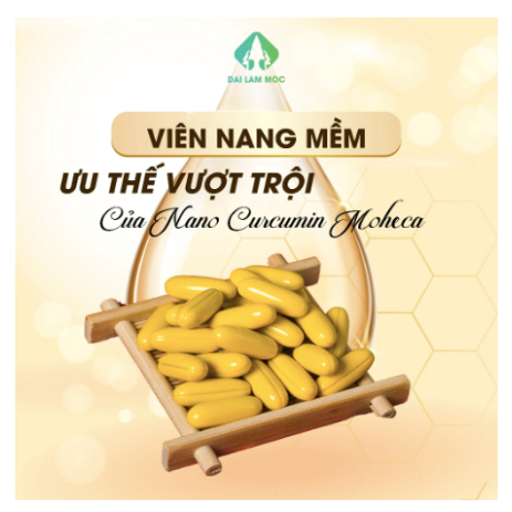 Viên uống tinh chất Nano Curcumin Moheca dành cho người bị viêm loét dạ dày, tá tràng, phụ nữ sau sinh loại hộp 30 viên