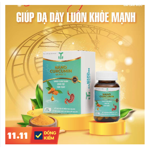 Viên uống tinh chất Nano Curcumin Moheca dành cho người bị viêm loét dạ dày, tá tràng, phụ nữ sau sinh loại hộp 30 viên