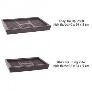 Khay Trà Nhựa Giả Gỗ Cỡ Trung - Đại Nhựa Việt Nhật Có Chân Cao Cấp, Khay Bộ Ấm Trà Kiểu Dáng Sang Trọng