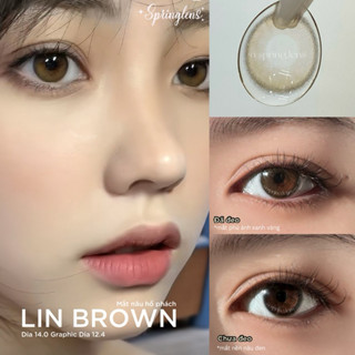 Lens Silicone Hydrogel LIN BROWN nâu hổ phách vàng vỉ 6months không giãn @spring.lens