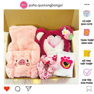 Combo quà tặng noel, giánh sinh cho người yêu, set quà tặng túi chườm nóng bụng kinh 500ml ý nghĩa
