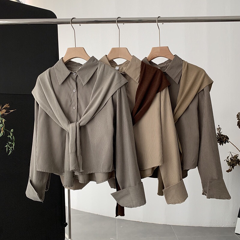 Áo sơ mi style Hà Quốc mùa thu nữ tính nhẹ nhàng