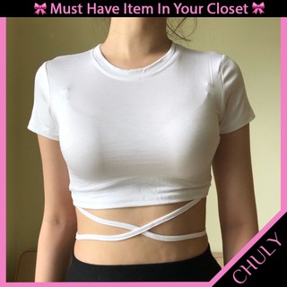 Áo Croptop Đan Dây Eo Siêu Xinh - Chất Vải Đẹp, Mịn - Mỏng - Mát - Bao Ôm Form - Chuly