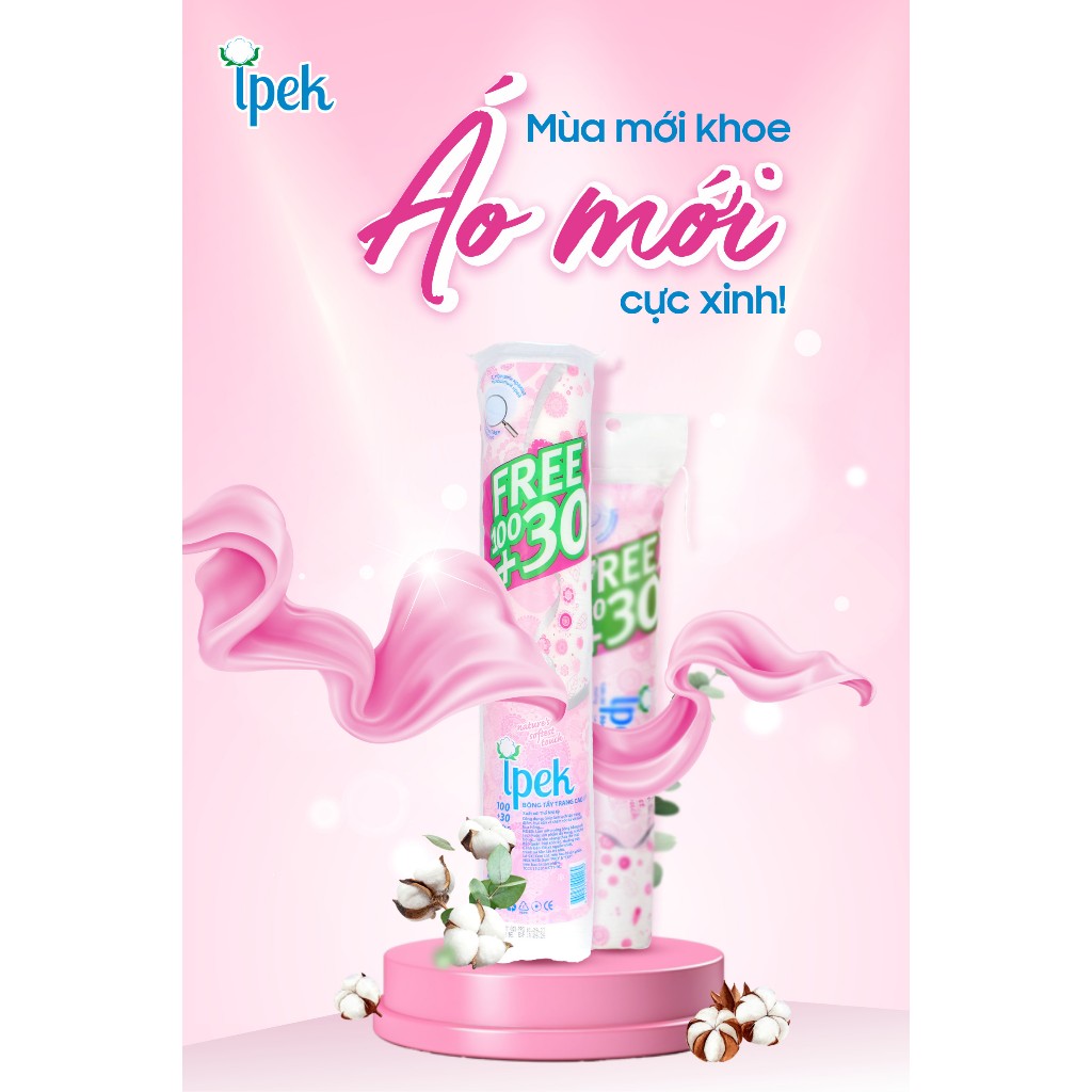 Sỉ thùng 30 gói bông tẩy trang Ipek Thổ Nhĩ Kỳ siêu mềm mịn 100+30 miếng
