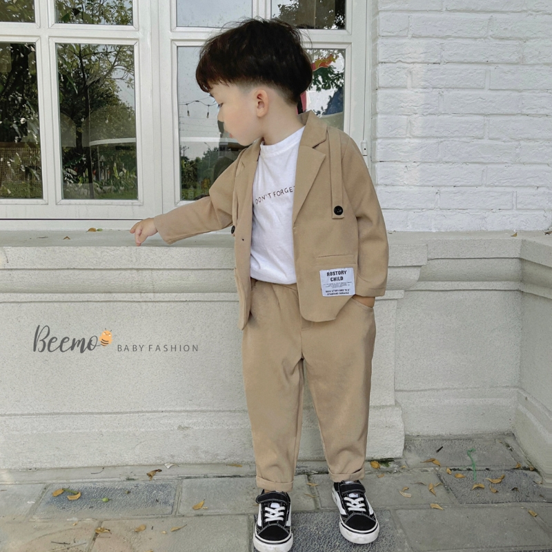 Set Vest bé trai BEEMO B079 đồ đi tiệc cho bé trai chất chéo hàn dày dặn, mướt mịn - PAPALEMON