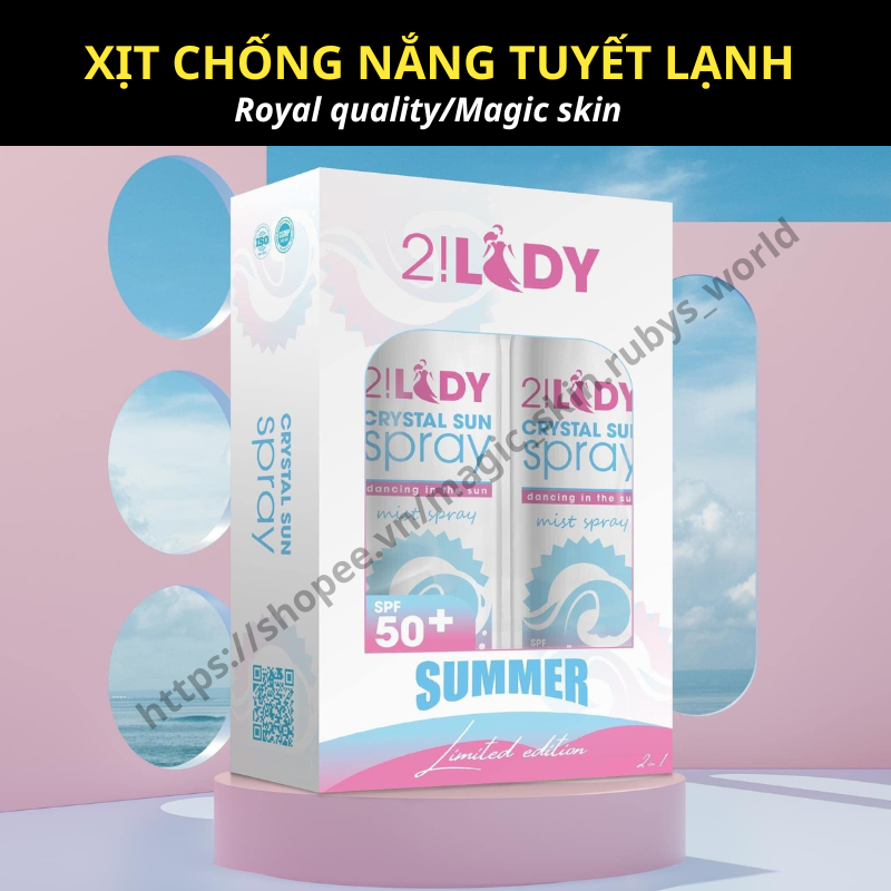 Xịt chống nắng  [TẶNG MẶT NẠ TẢO] Magic skin 2LADY 180ML  [CHÍNH HÃNG]