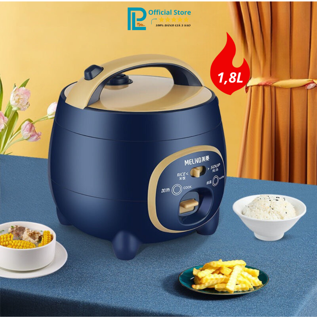Nồi cơm điện đa năng hãng MELING dung tích 1.8L, Nồi cơm điện mini, nồi nấu đa năng, nấu cháo phù hợp 2-4 người ăn