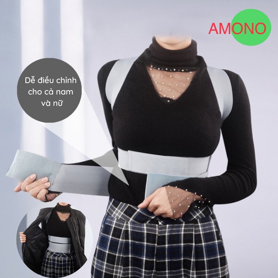 Đai chống gù lưng định hình cột sống AMONO  thế hệ mới có thanh trợ lưng