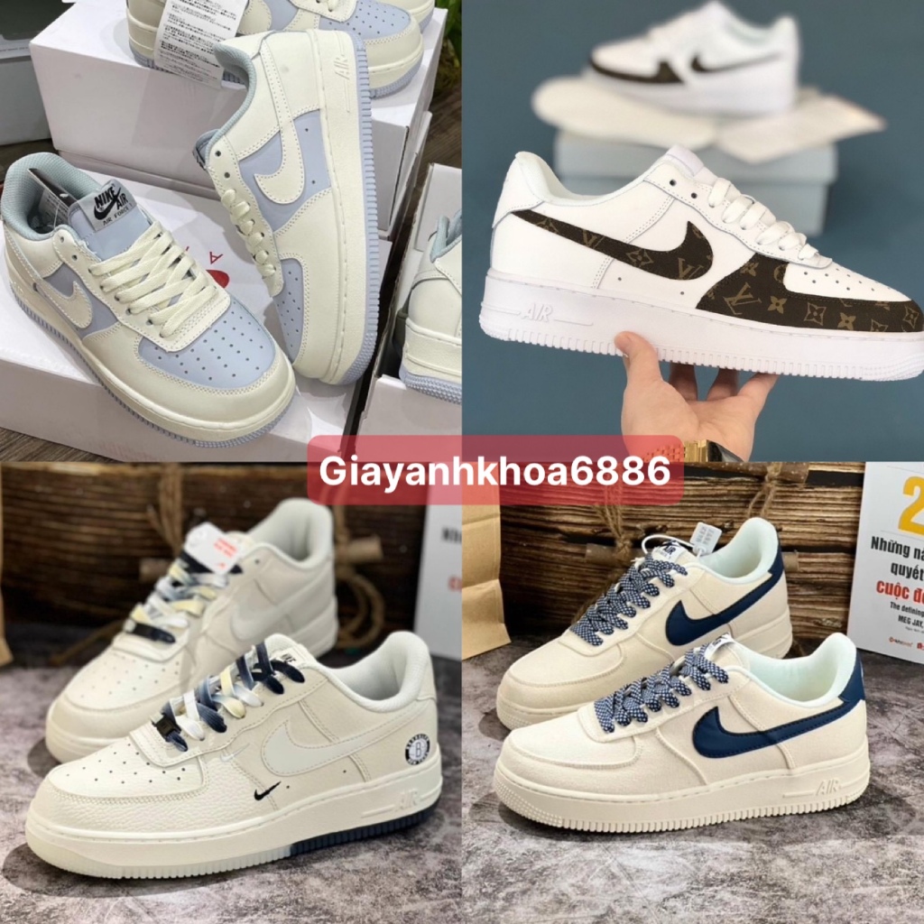 Giày_nike air force 1 canvas navy, Âm dương, khoai môn, Lv nâu, trắng full, giày thể thao AF1 bản cao cấp