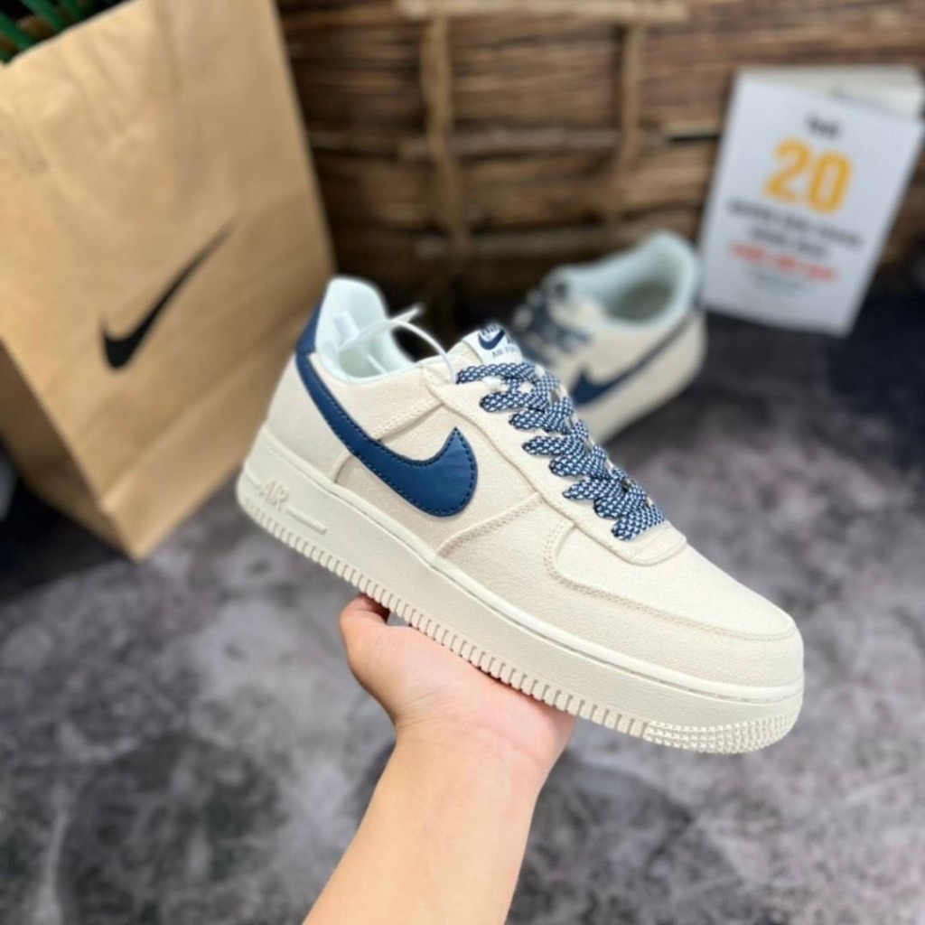 Giày_nike air force 1 canvas navy, Âm dương, khoai môn, Lv nâu, trắng full, giày thể thao AF1 bản cao cấp