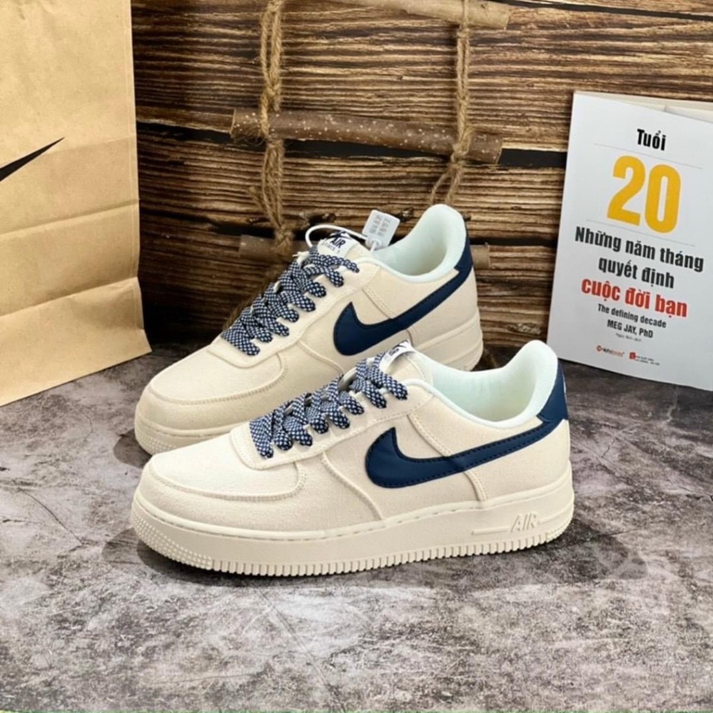 Giày_nike air force 1 canvas navy, Âm dương, khoai môn, Lv nâu, trắng full, giày thể thao AF1 bản cao cấp