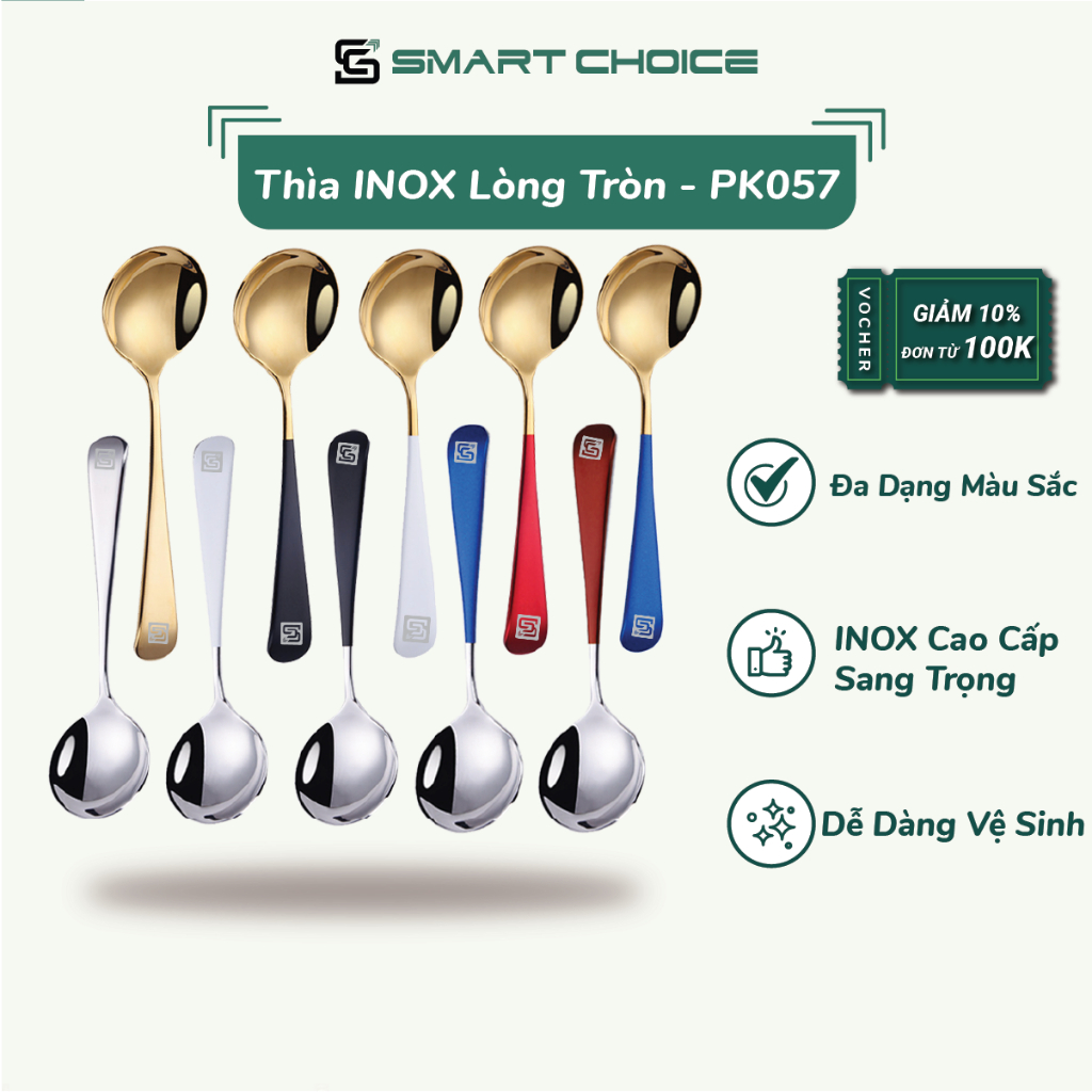 Thìa Inox Cán Màu Sắc SmartChoice Sang Trọng, Cao Cấp Chống Gỉ SCG-PK057