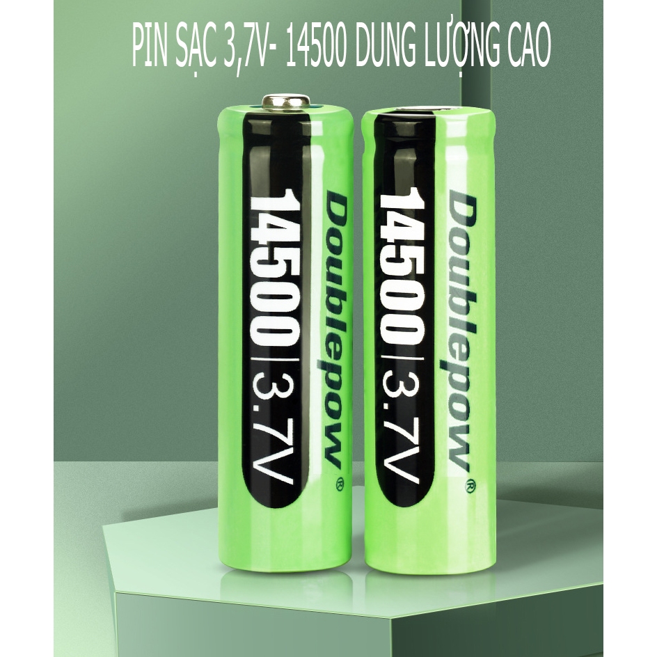 Pin 14500 - 3,7V Doublepow 3150mWh đầu lồi và đầu bằng  - Công suất chuẩn