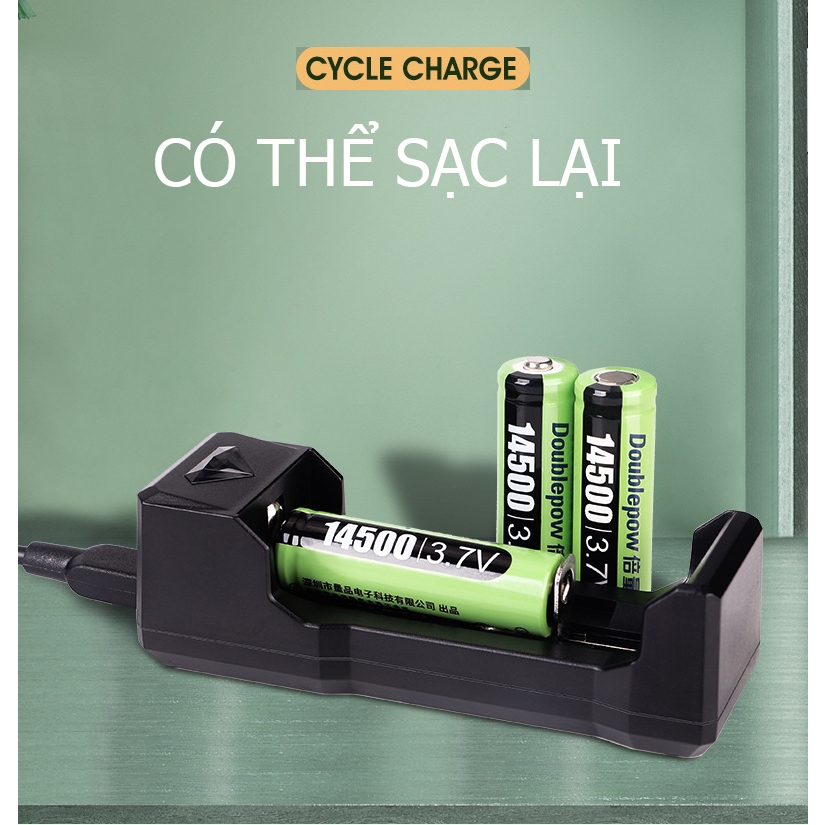 Pin 14500 - 3,7V Doublepow 3150mWh đầu lồi và đầu bằng  - Công suất chuẩn