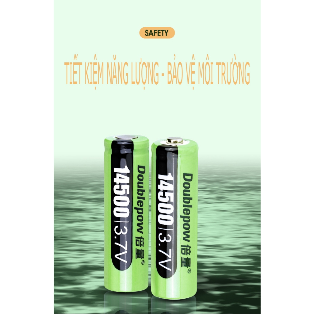 Pin 14500 - 3,7V Doublepow 3150mWh đầu lồi và đầu bằng  - Công suất chuẩn