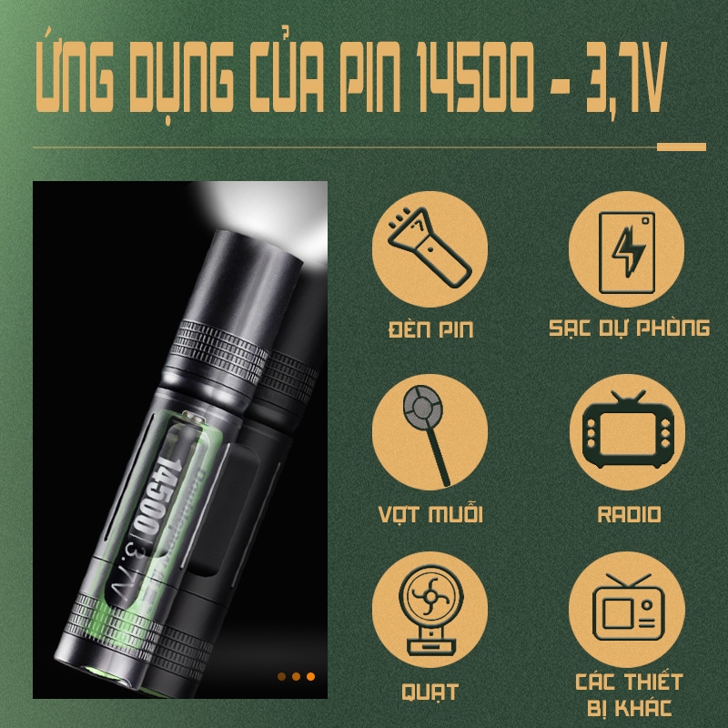 Pin sạc 14500 3,7V Lithium 3150mWh dùng cho đồ chơi máy đo huyết áp