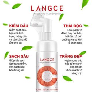 RỬA MẶT COLLAGEN TRẮNG DA ĐẦU CỌ MASSAGE 120ml (HỘP ĐỎ) LANGCE