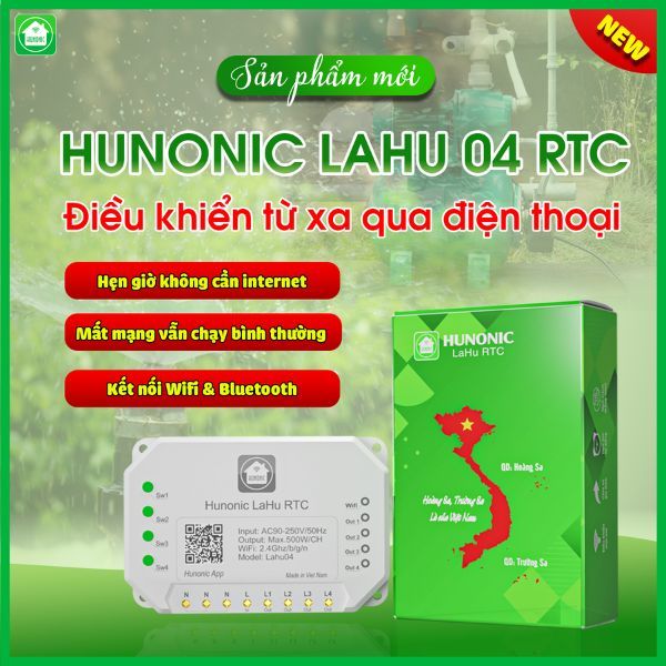 Công Tắc Thông Minh Lahu 04 RTC Tích Hợp IC Thời Gian Thực, Điều Khiển Từ Xa Qua Điện Thoại, Hẹn Giờ Tự Động