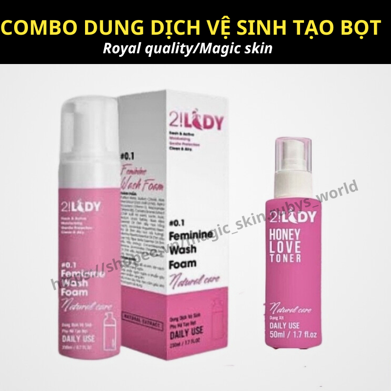 COMBO Phụ khoa 2LADY_Dung dịch vệ sinh tạo bọt + Xịt thơm CHÍNH HÃNG MAGIC SKIN 2!LADY